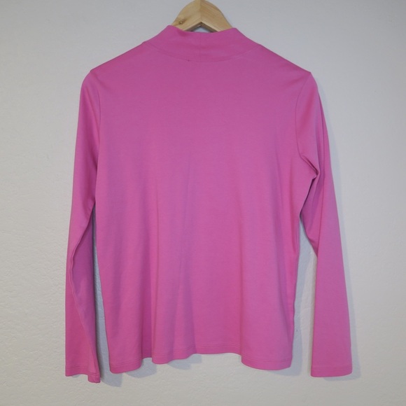 LL Bean Pima Cotton Tee Pink Long Sleeve Top Mock Neck Layer Casual Lounge M - Picture 4 of 7